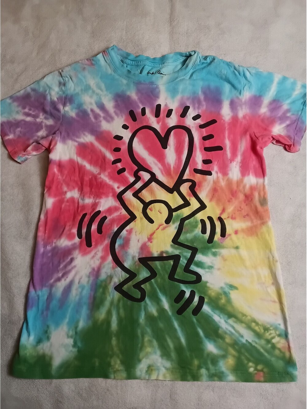 Keith Haring Tie Dye T-Shirt Regular Small Cotton Casual Indie